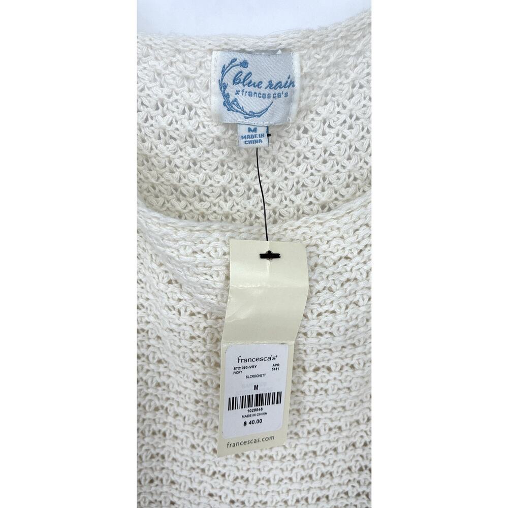 NWT Blue Rain by Francesca's Med Festival Boho Cream Crochet Cropped Tank - Picture 2 of 6